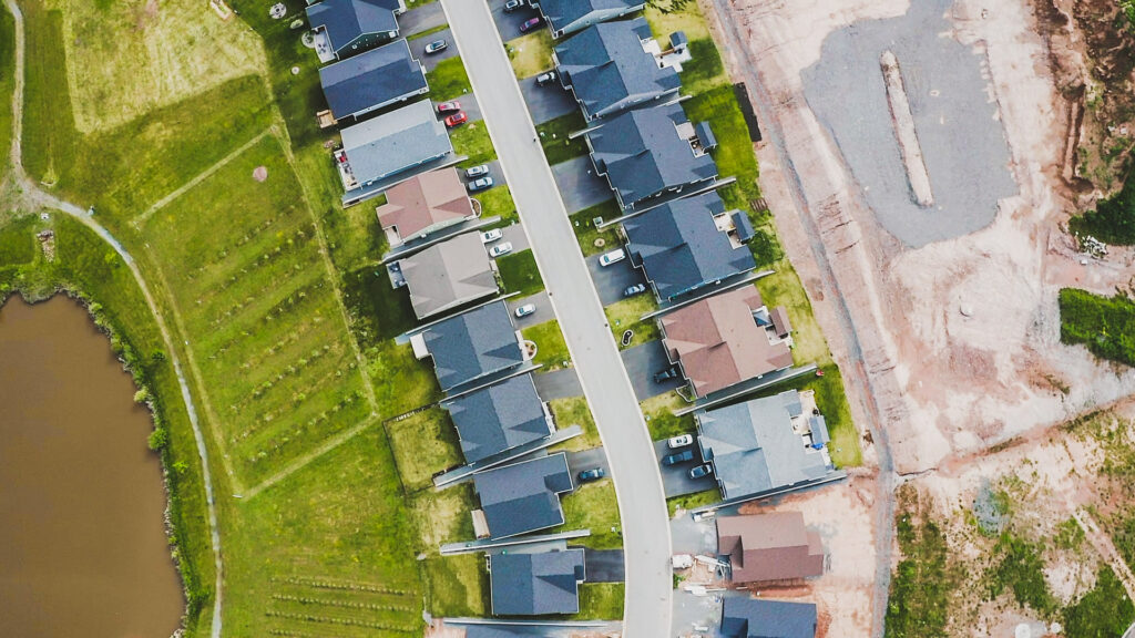 aerial image of homes